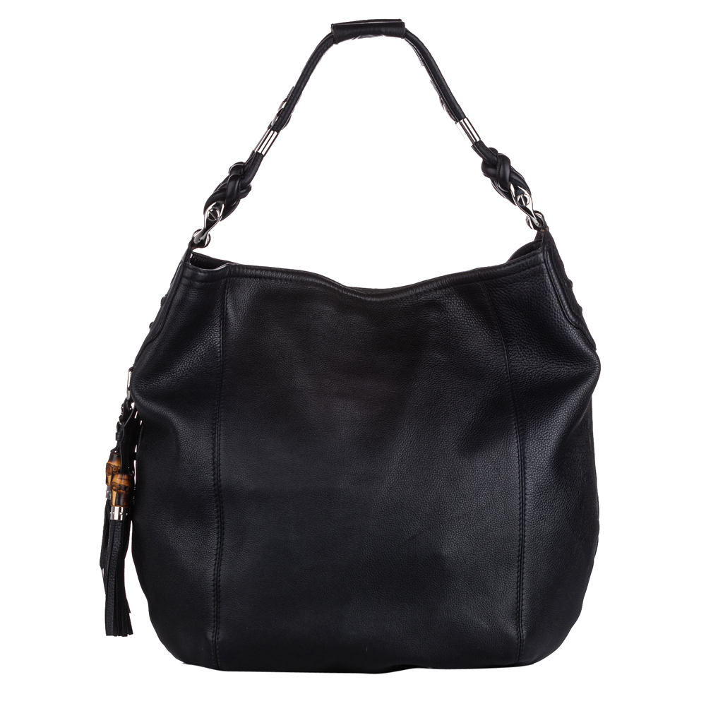 gucci black leather hobo bag