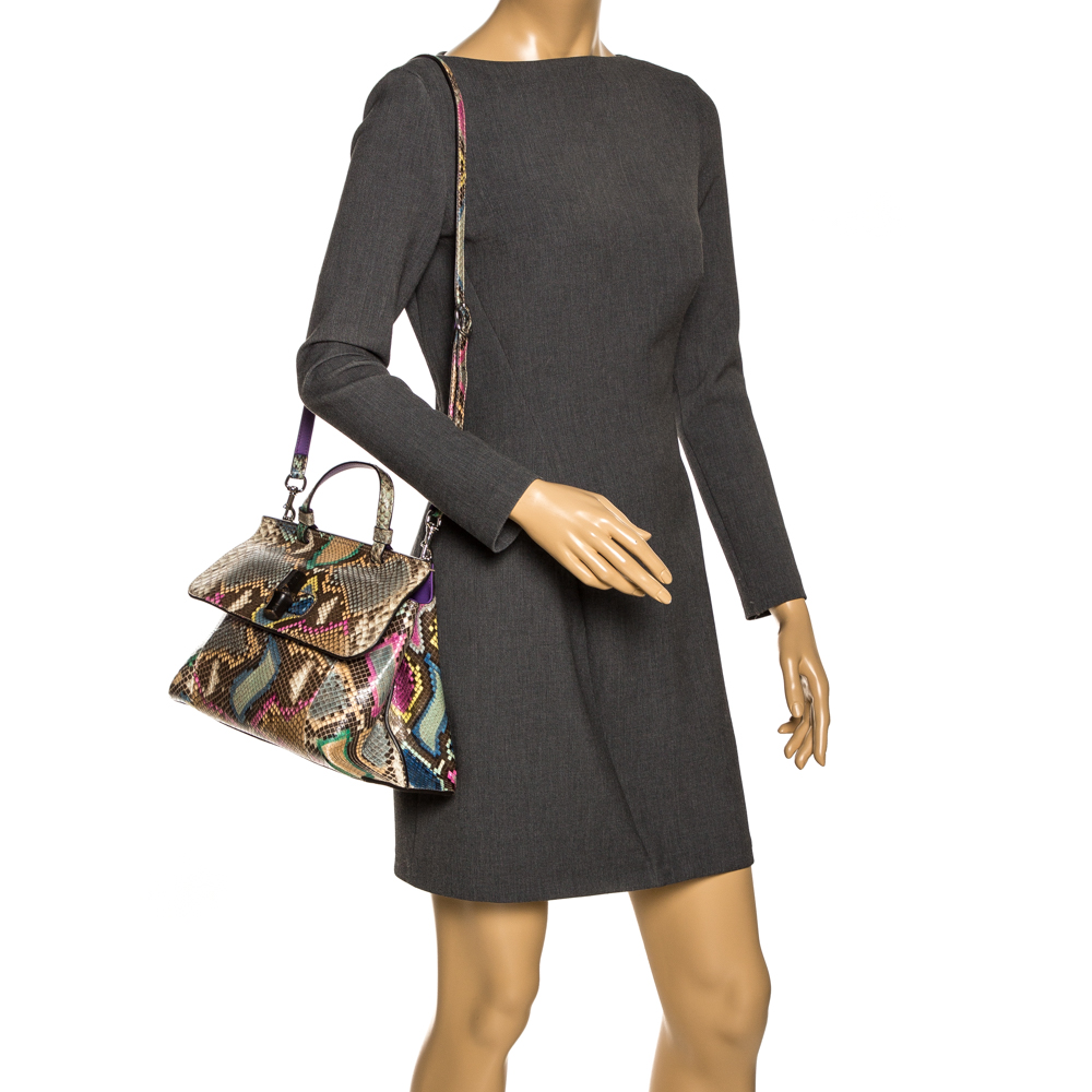 

Gucci Multicolor Python Medium Bamboo Daily Top Handle Bag