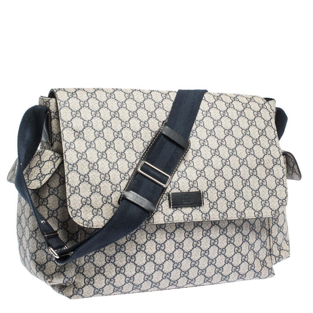 Gucci Beige/Black GG Supreme Canvas and Leather Diaper Messenger Bag Gucci | TLC