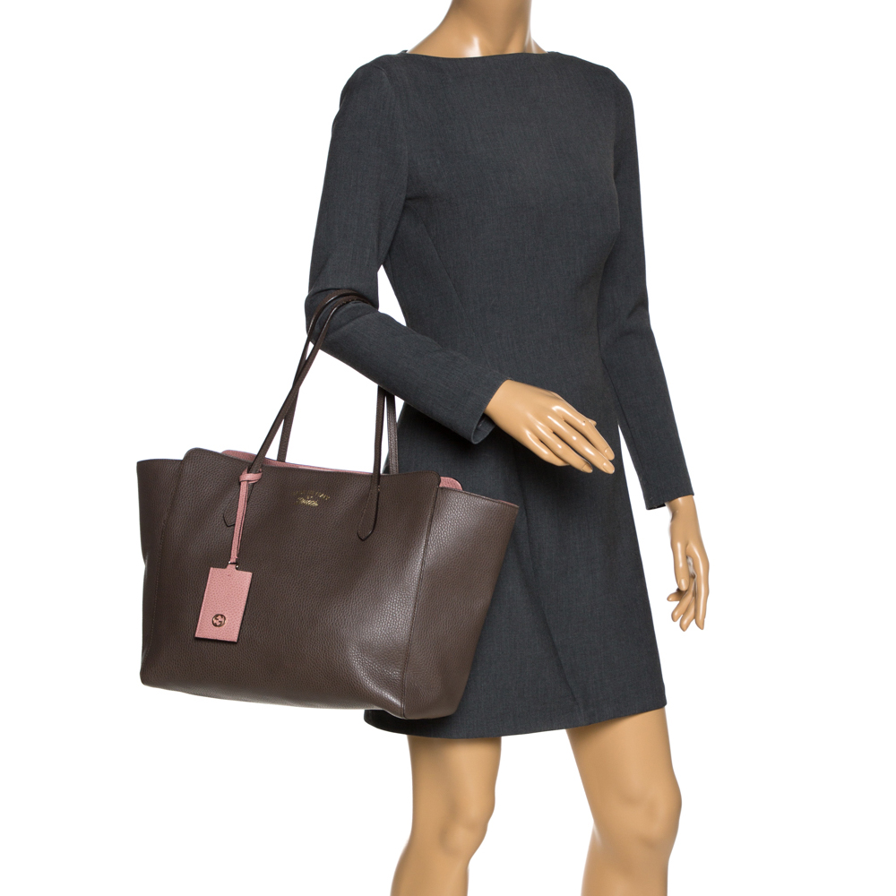 

Gucci Brown Leather Large Swing Shopper Tote