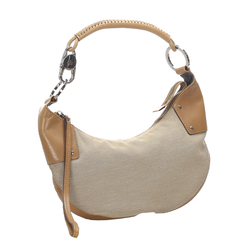 

Gucci Brown Canvas Hobo Bag, Beige