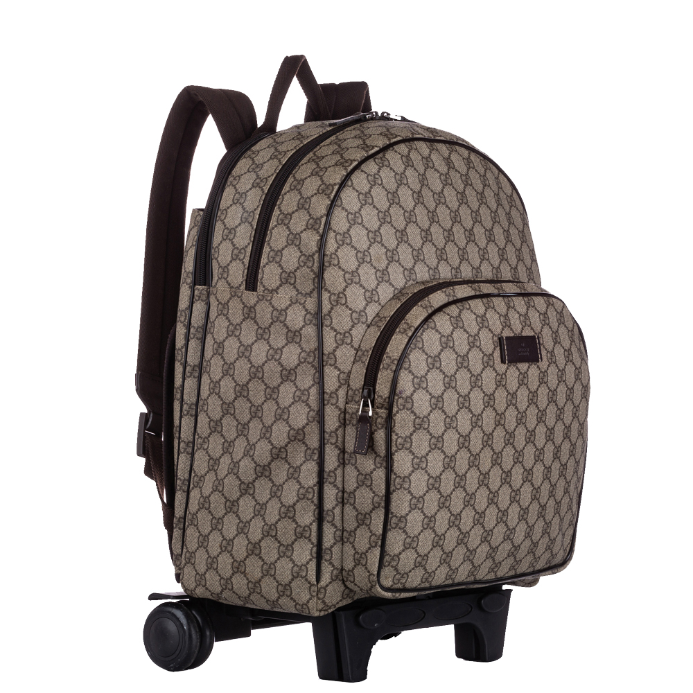 

Gucci Brown GG Supreme Rolling Kids Backpack, Beige