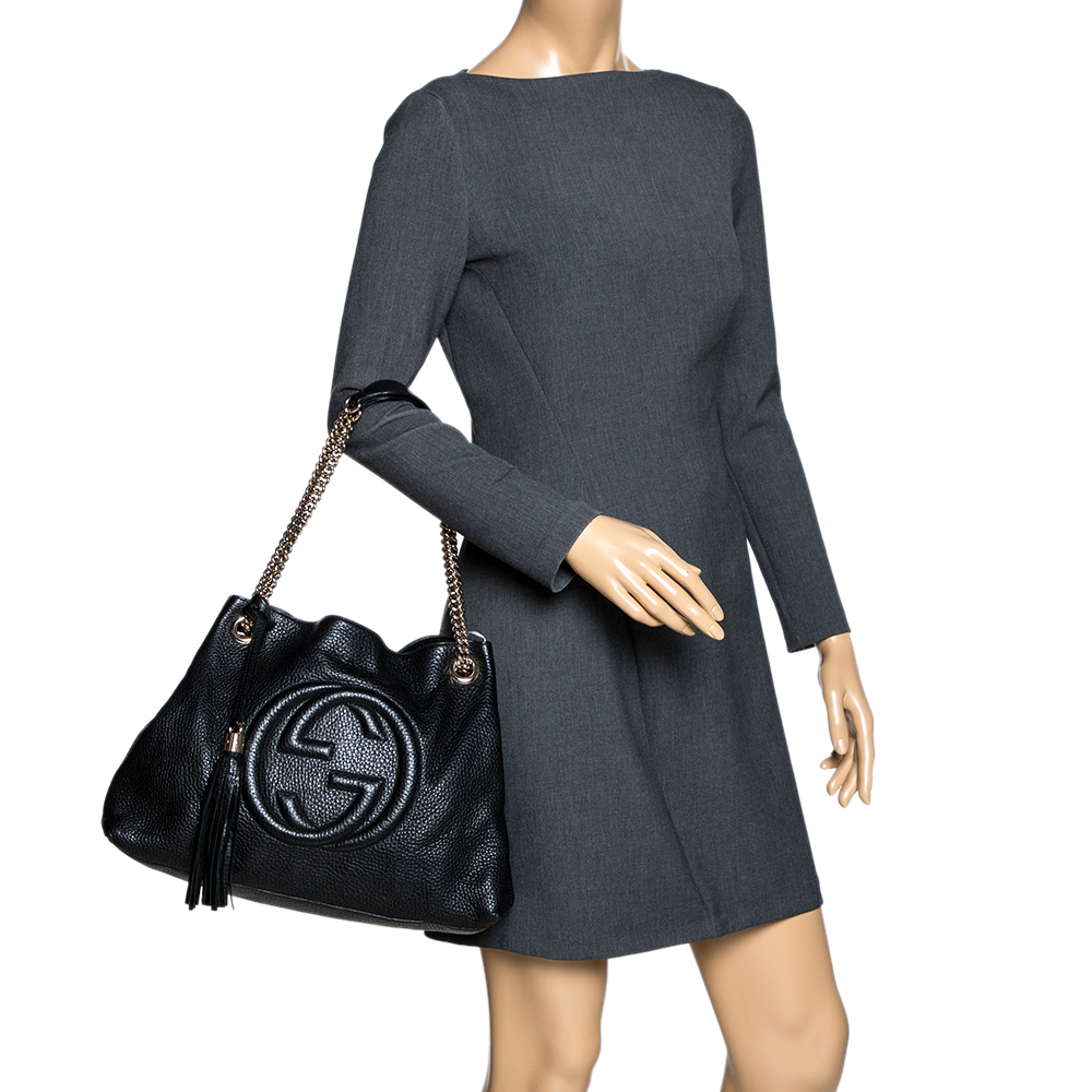 

Gucci Black Pebbled Leather Medium Soho Tote