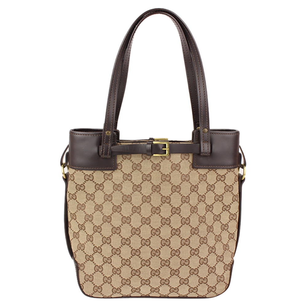 مملوكة مسبقًا Gucci Beige/Ebony GG Canvas and Leather Tote