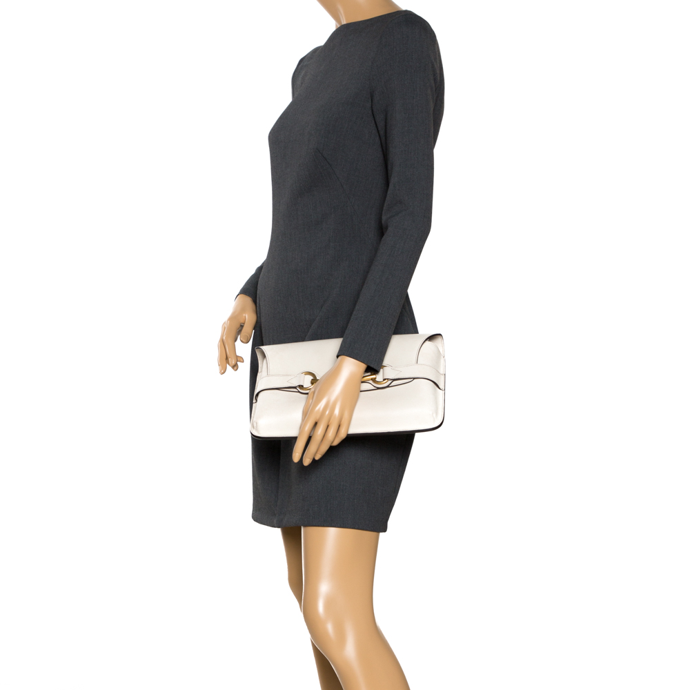 

Gucci Cream Leather Bright Bit Clutch