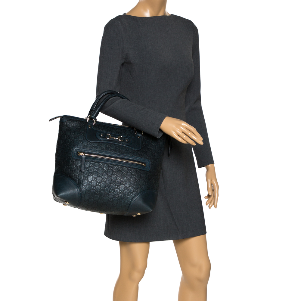 

Gucci Deep Green Guccissima Leather Horsebit Tote