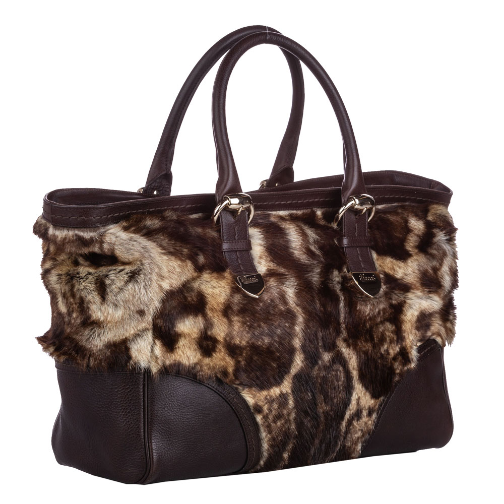 

Gucci Brown Fur Leater Signoria Tote Bag