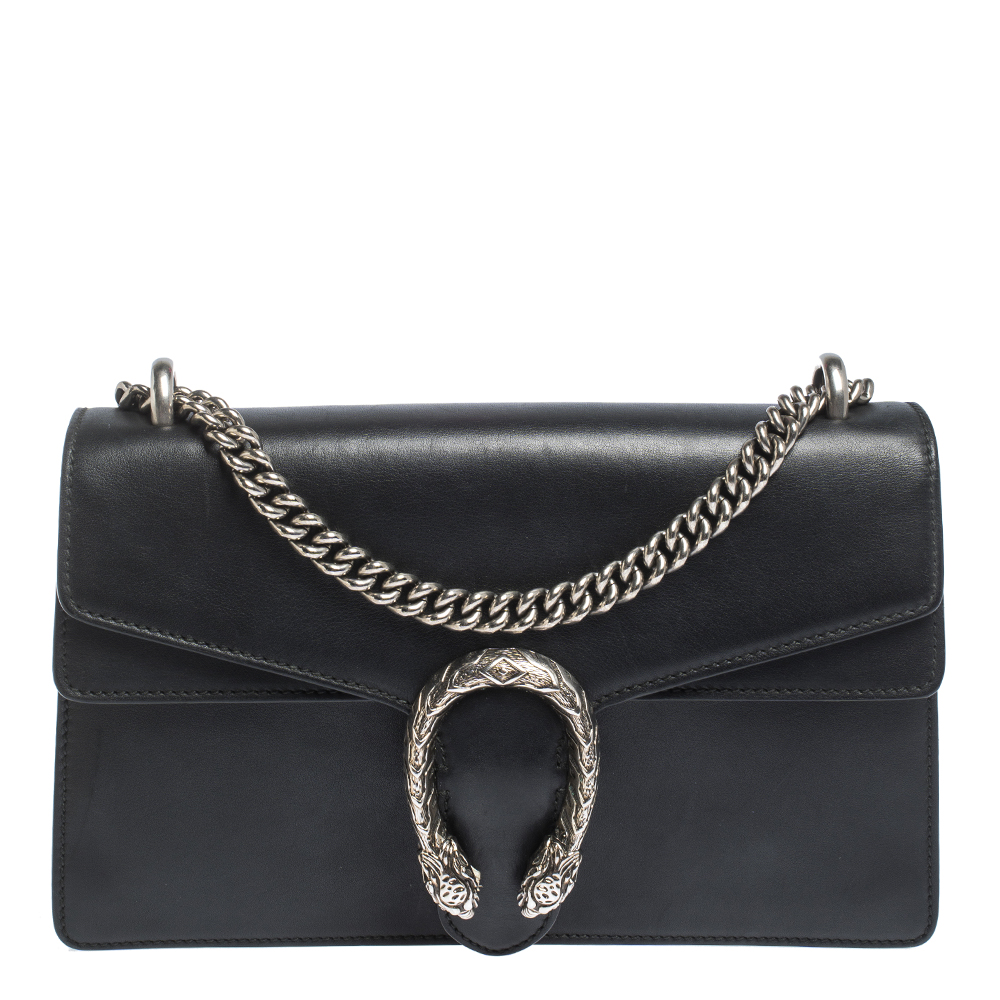 gucci dionysus black leather small