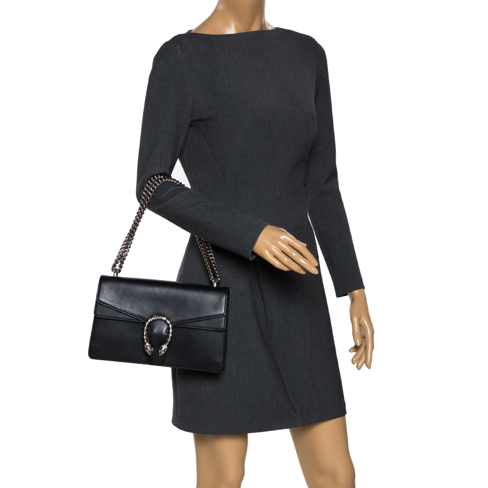 gucci dionysus black leather small