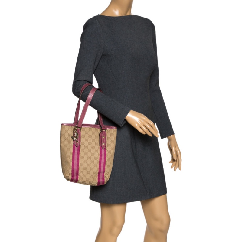 

Gucci Beige/Pink GG Canvas and Leather Jolicoeur Tote
