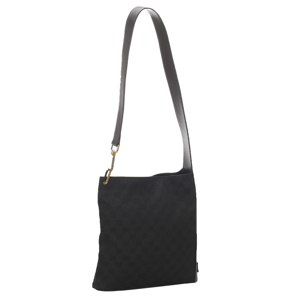 

Gucci Black GG Canvas Leather Shoulder Bag