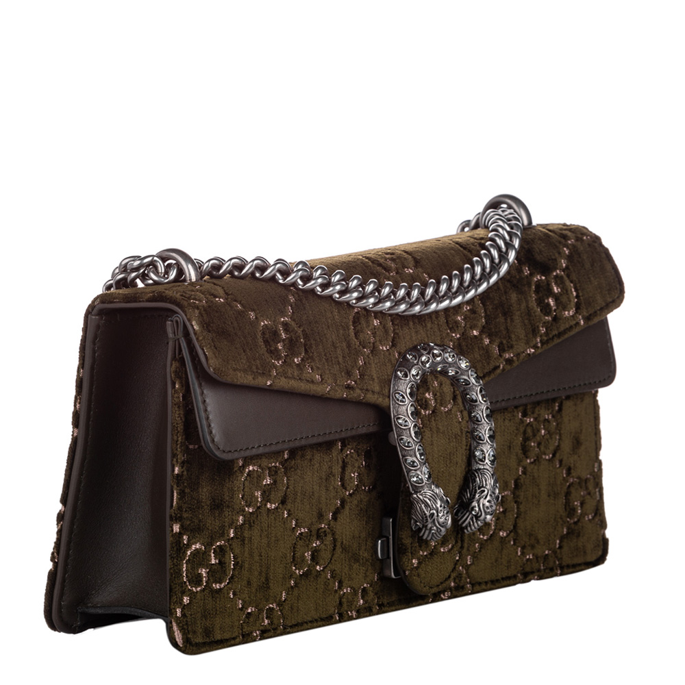 

Gucci Green/Dark Green GG Velvet Dionysus Small Shoulder Bag