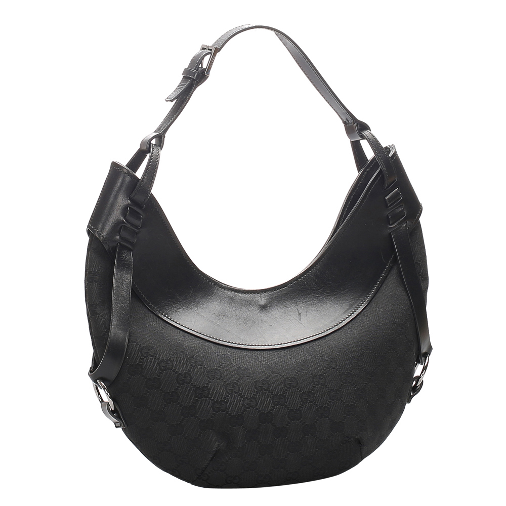 

Gucci Black GG Canvas Hobo Bag