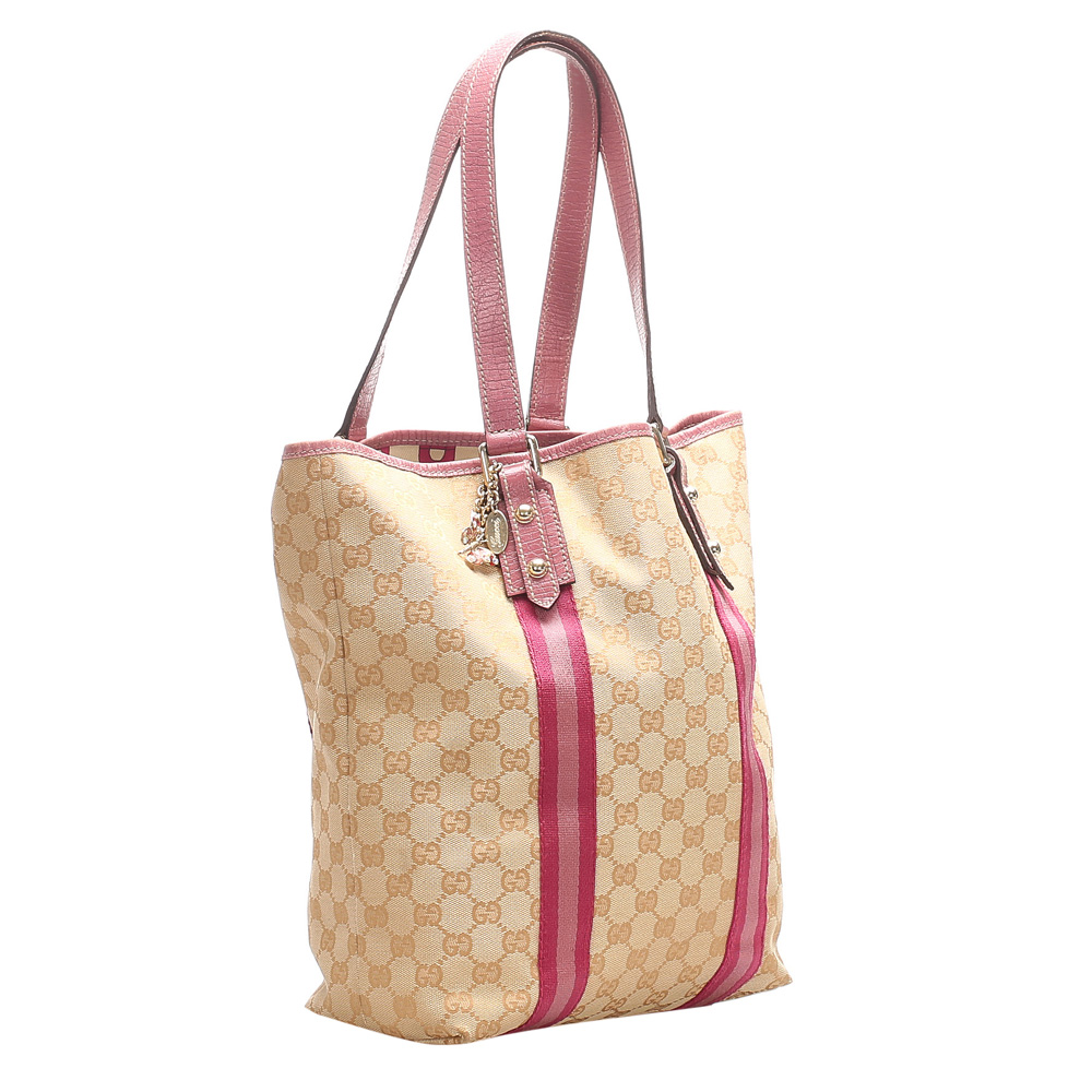 

Gucci Brown/Pink GG Canvas Jolicoeur Tote Bag, Beige