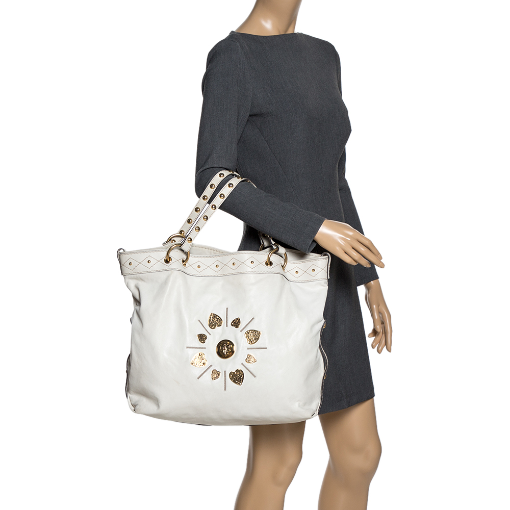 

Gucci White Leather Studded Irina Tote