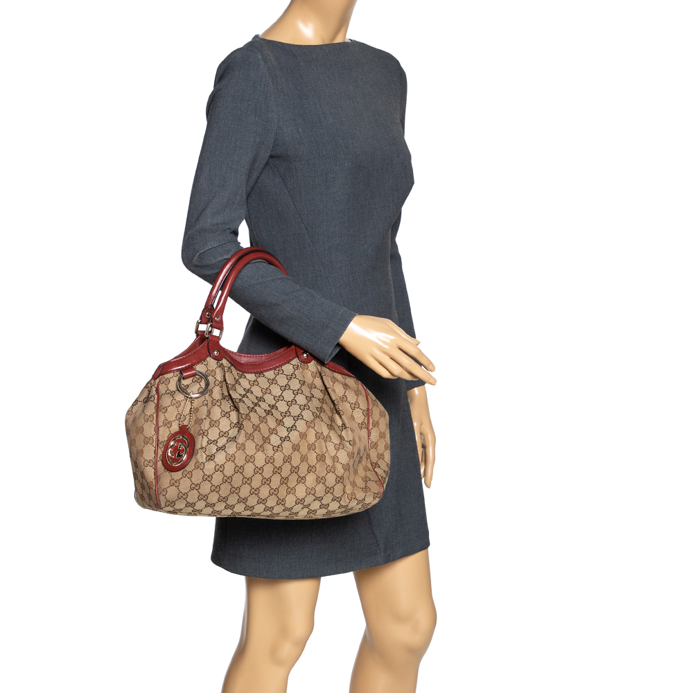

Gucci Beige/Brown GG Canvas and Leather Medium Sukey Tote