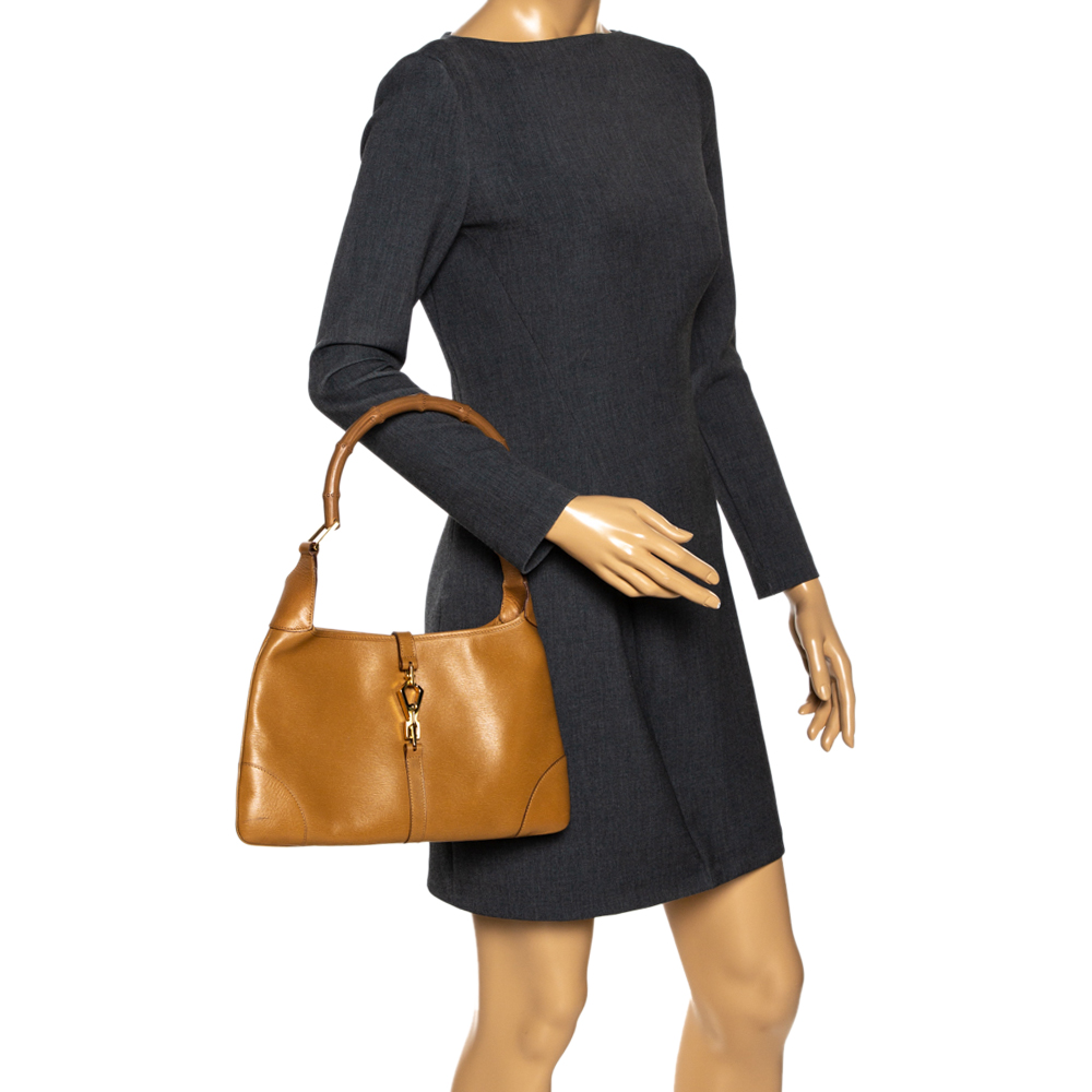 

Gucci Light Brown Leather Jackie O Shoulder Bag, Cream