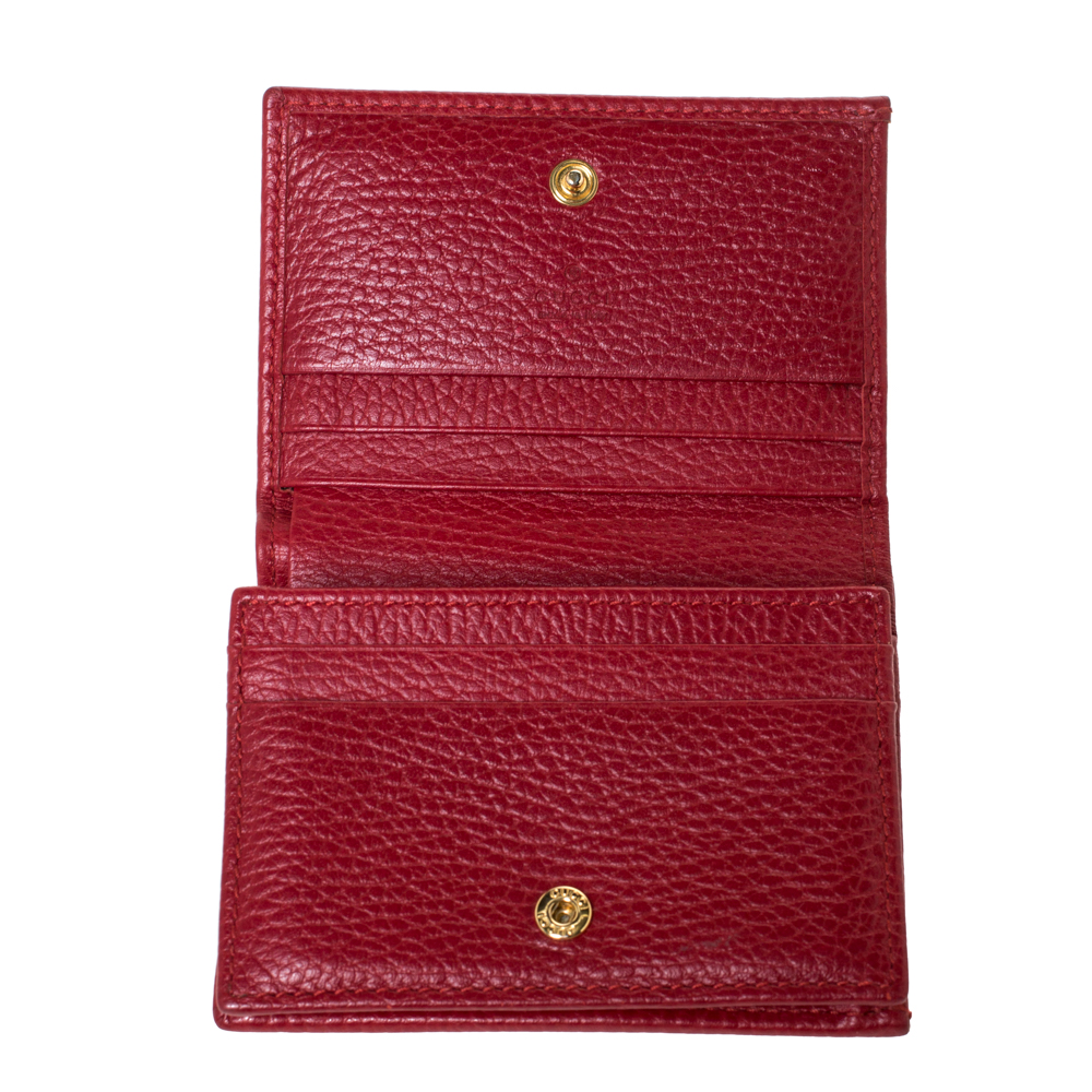 

Gucci Red Leather GG Marmont Card Case