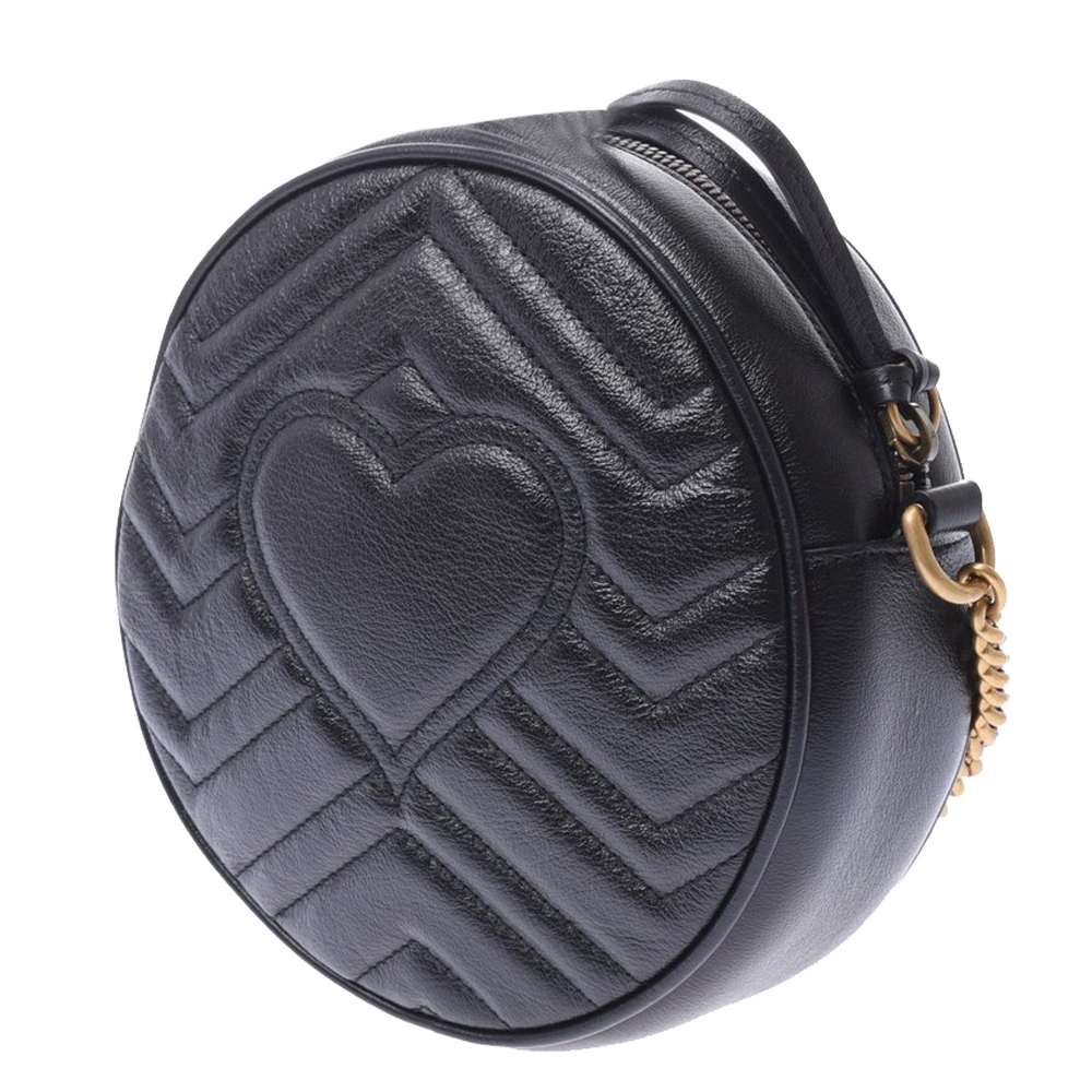 

Gucci Black GG Marmont Leather Mini Round Shoulder Bag