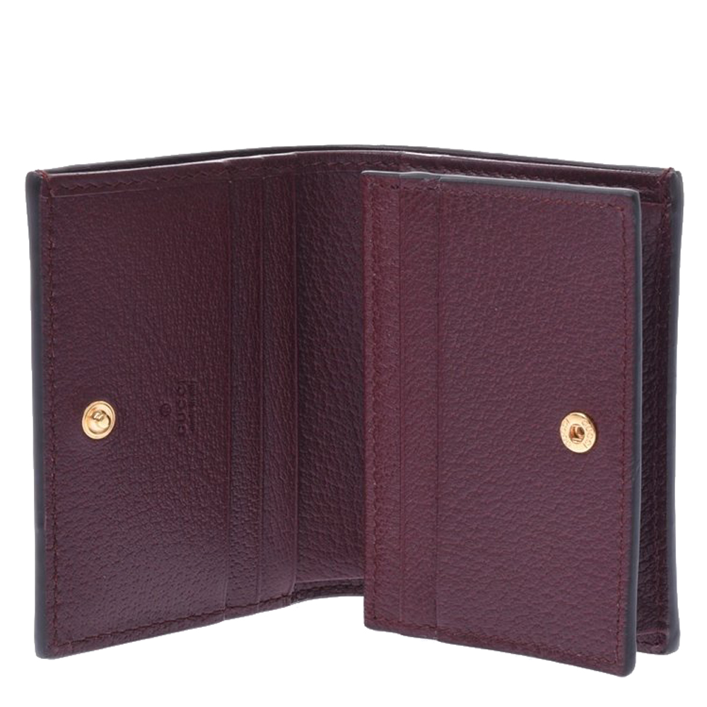 

Gucci Bordeaux Ophidia Leather Card Case Wallet, Burgundy