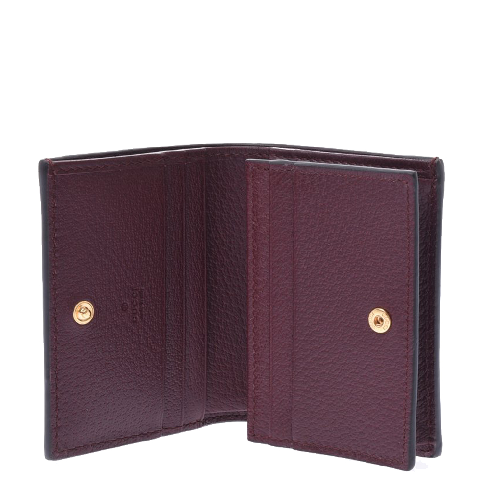 

Gucci Bordeaux Ophidia Leather Card Case Wallet, Burgundy