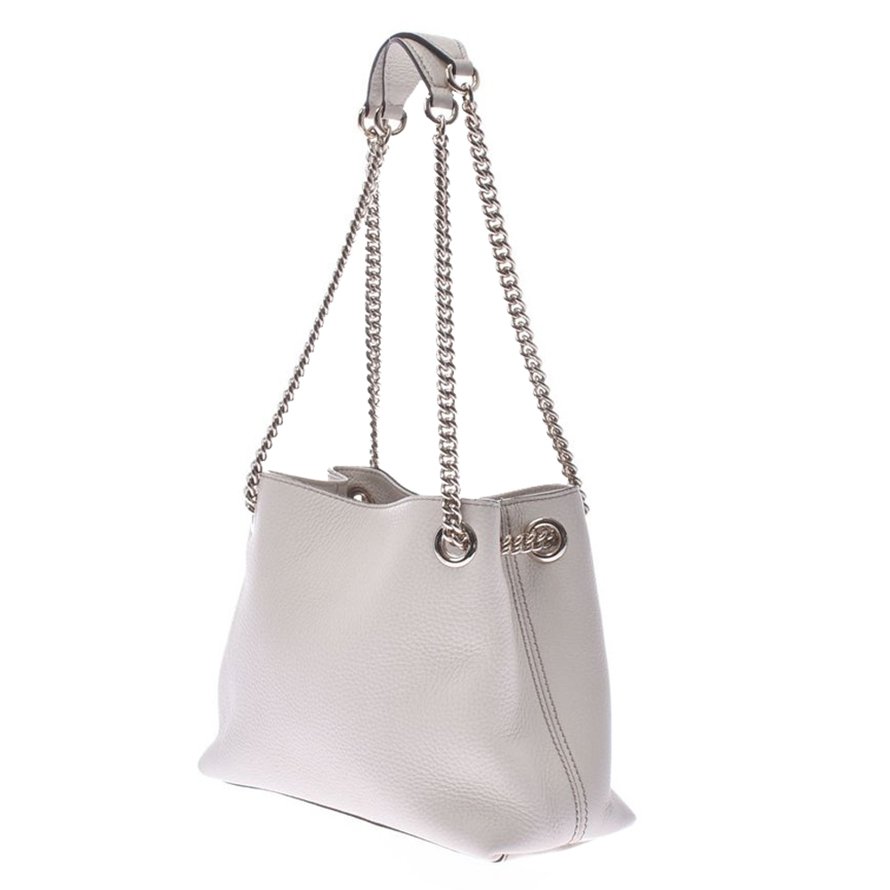

Gucci Ivory Calfskin Leather Mini Soho Chain Shoulder Bag, White