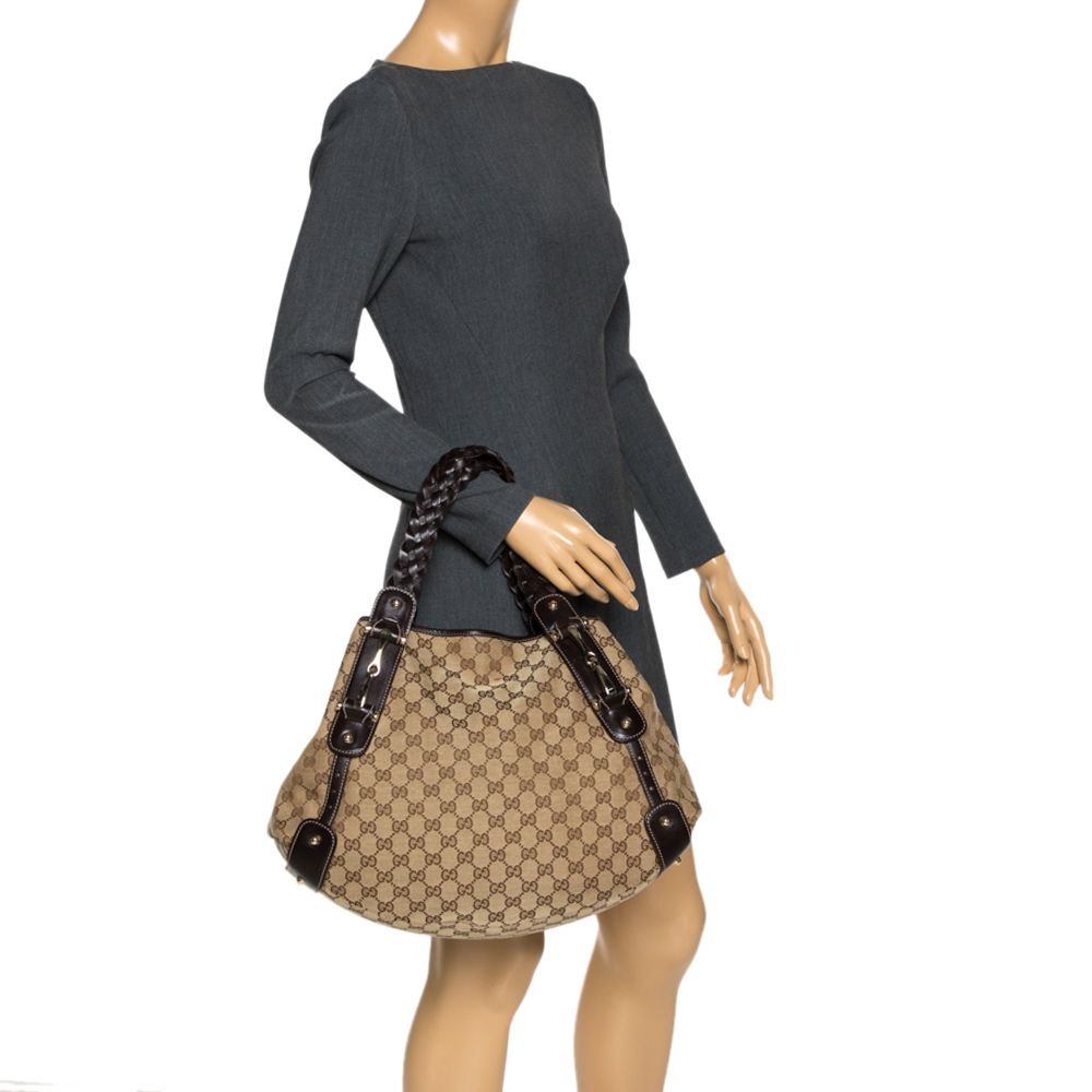 

Gucci Beige/Dark Brown GG Canvas and Leather Medium Pelham Shoulder Bag