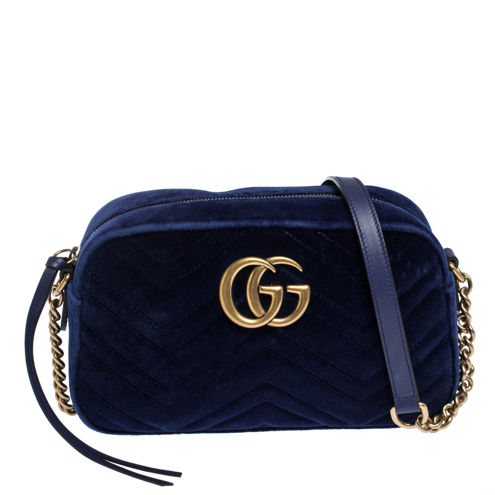 blue velvet gucci handbag