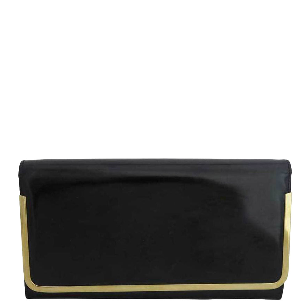 black patent leather clutch bag