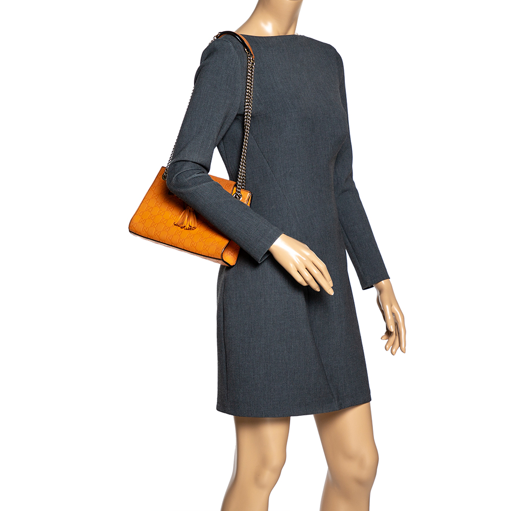 

Gucci Orange Guccissima Leather Small Emily Chain Shoulder Bag