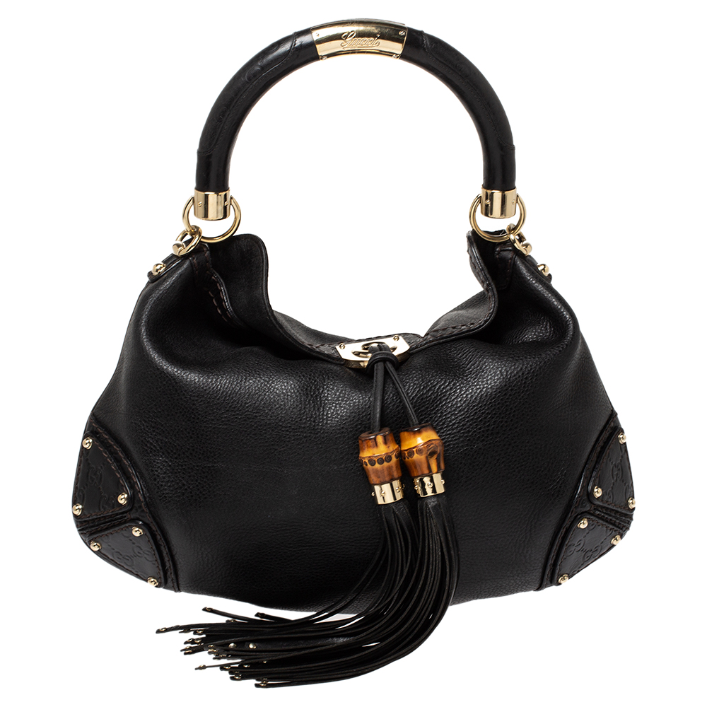 gucci hobo bag black leather