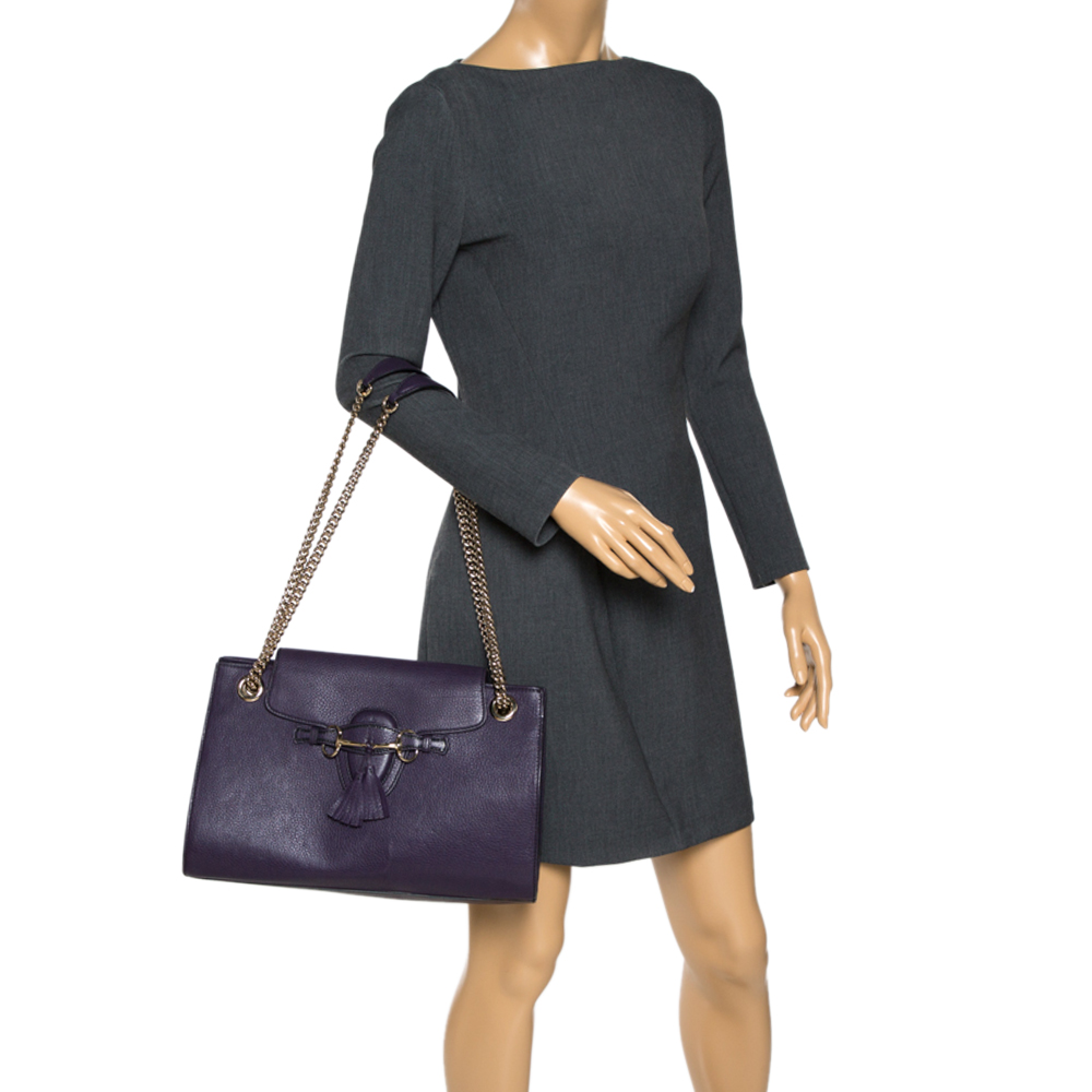

Gucci Purple Leather Large Emily Chain Shoulder Bag