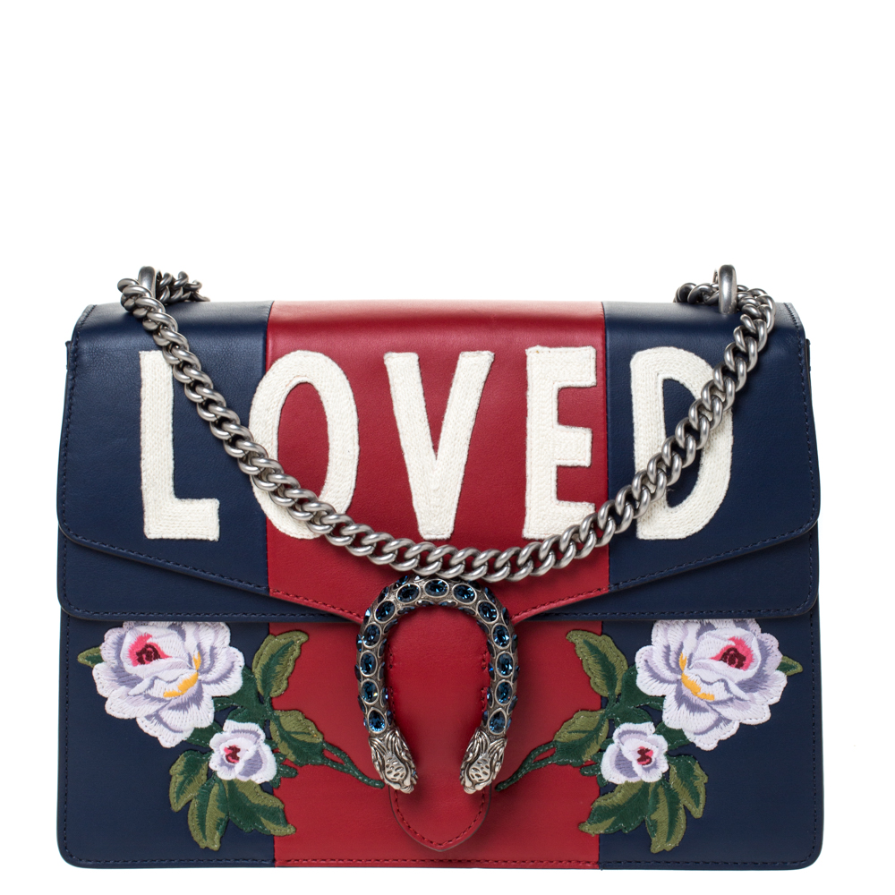 Gucci Red/Blue Leather Medium Loved Dionysus Shoulder Bag