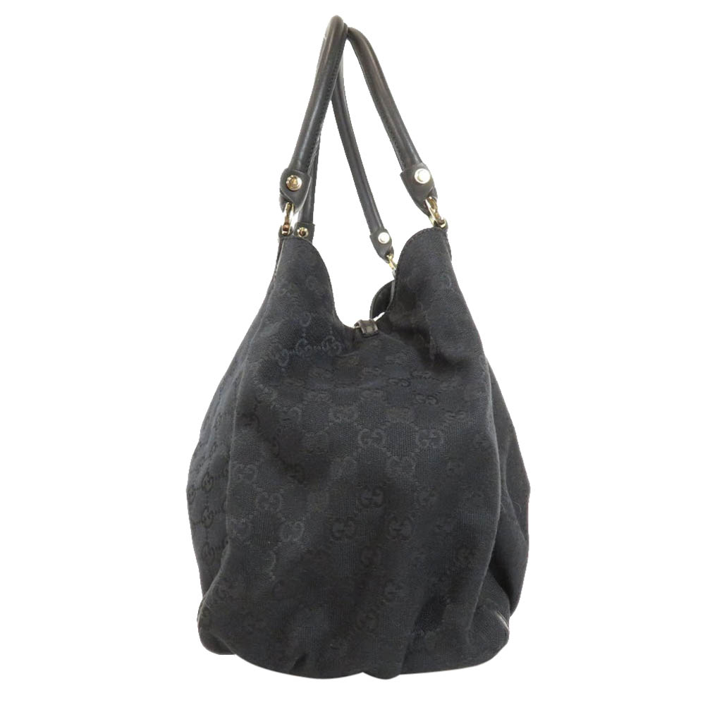 

Gucci Black GG Canvas D Ring Large Hobo Bag