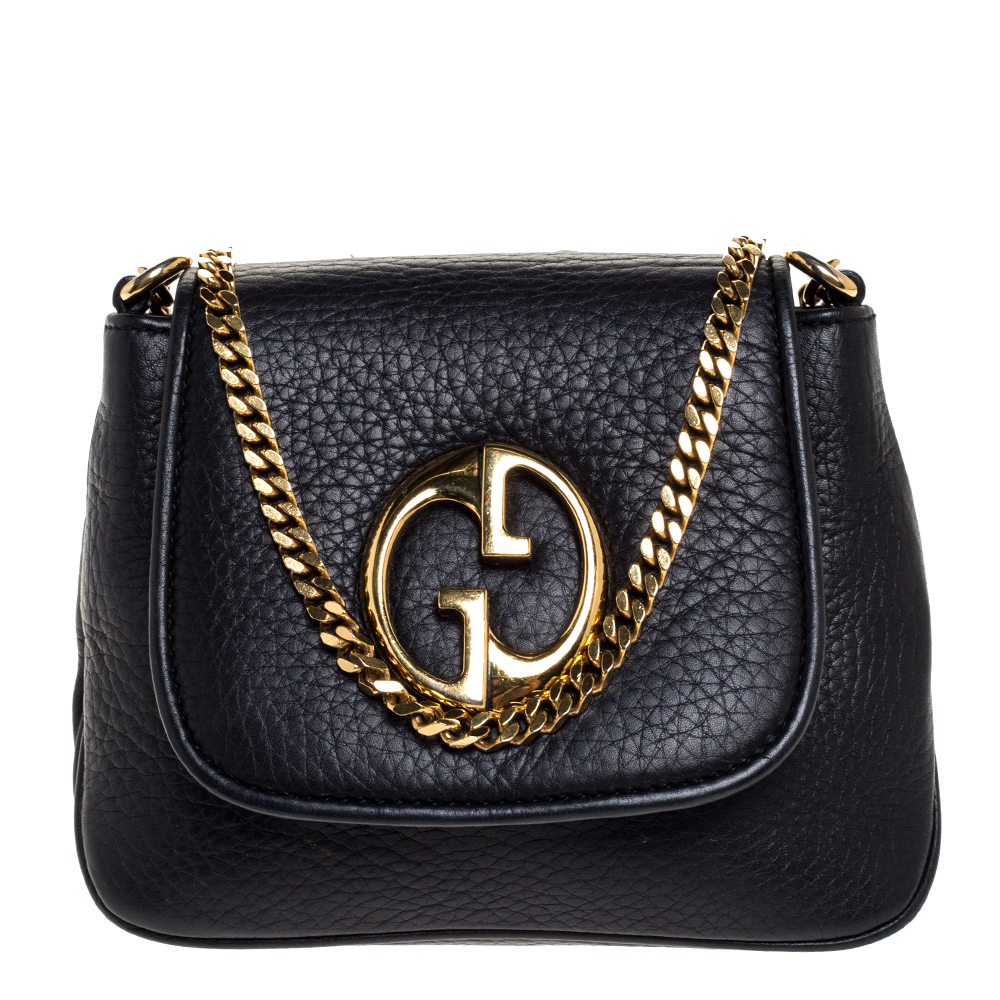 Gucci Black Leather Small 1973 Chain Crossbody Bag Gucci | TLC