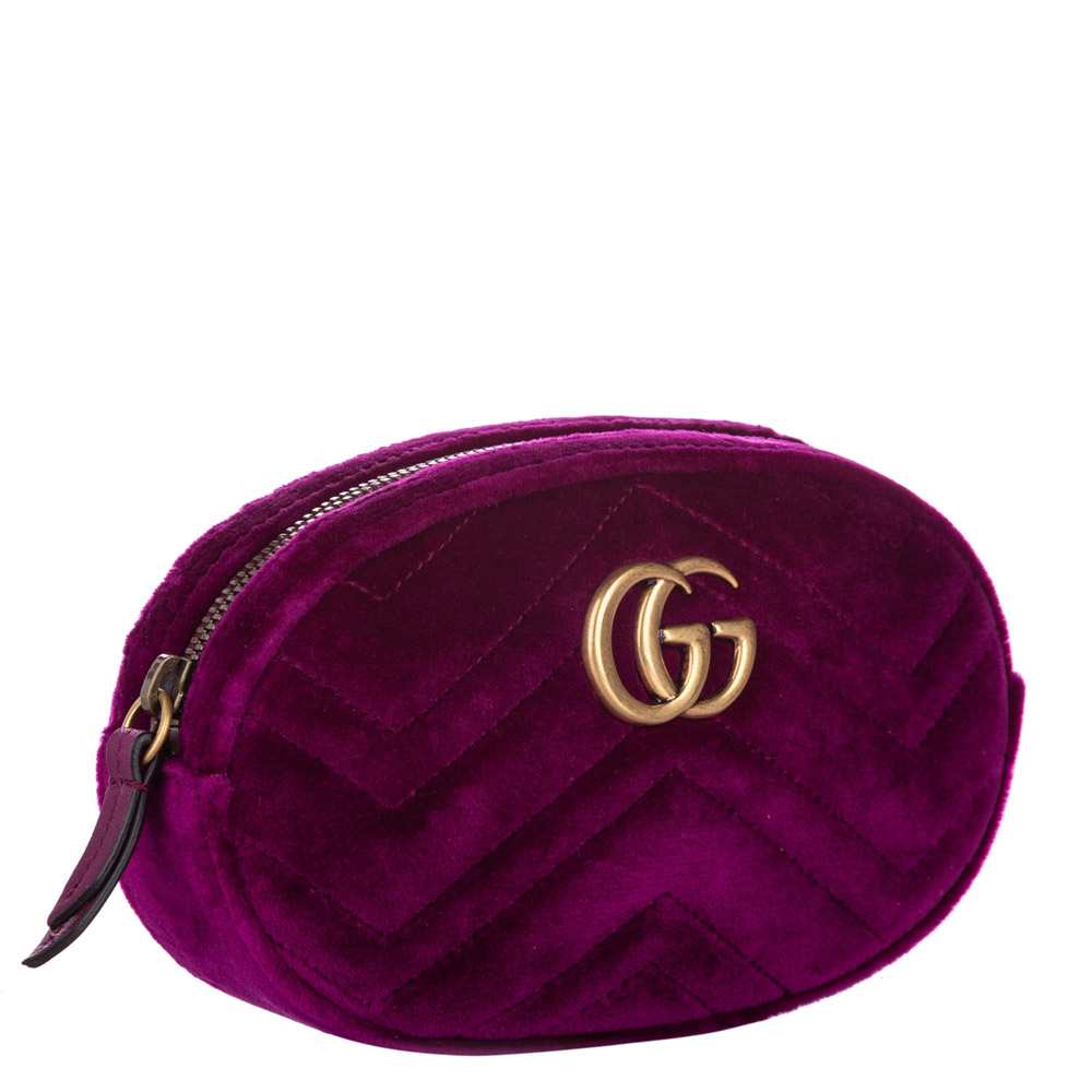 

Gucci Pink Velvet GG Marmont Belt Bag