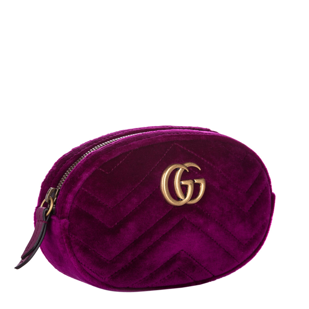 

Gucci Pink Velvet GG Marmont Belt Bag