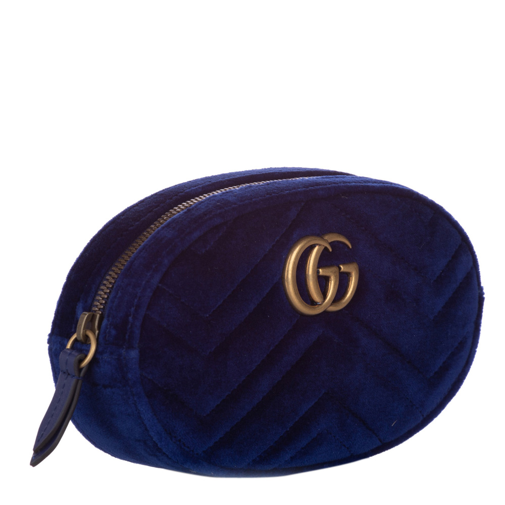 

Gucci Blue Velvet GG Marmont Belt Bag