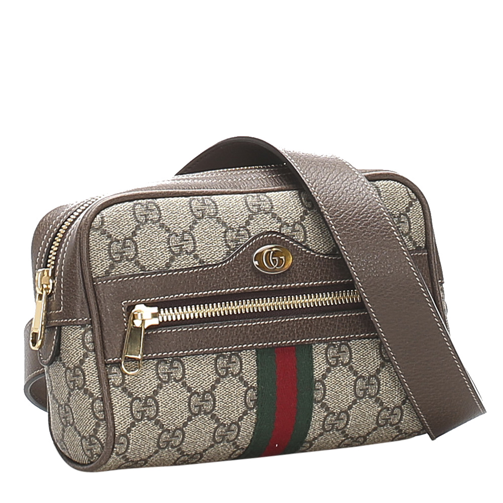 

Gucci Brown/Beige GG Supreme Canvas Web Ophidia Belt Bag