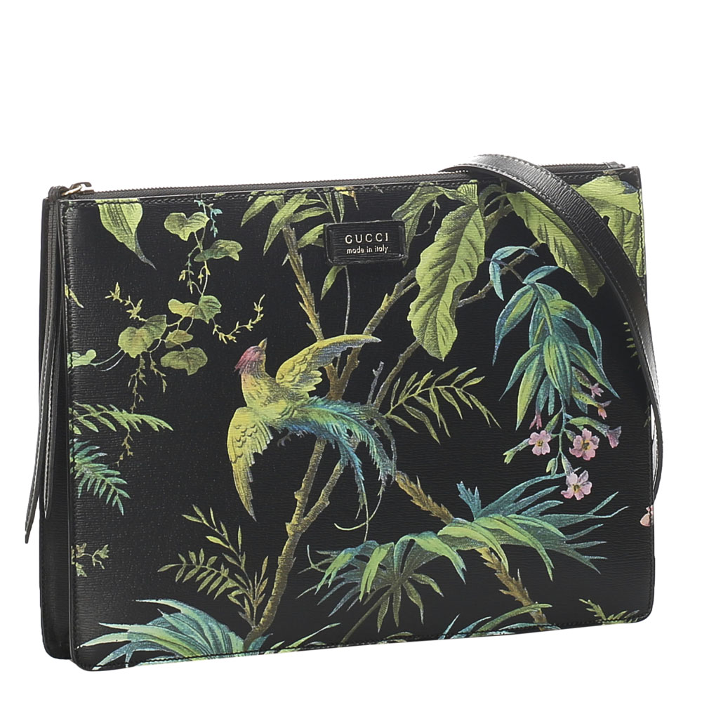 

Gucci Black Tropical Print Coated Canvas Crossbody Bag