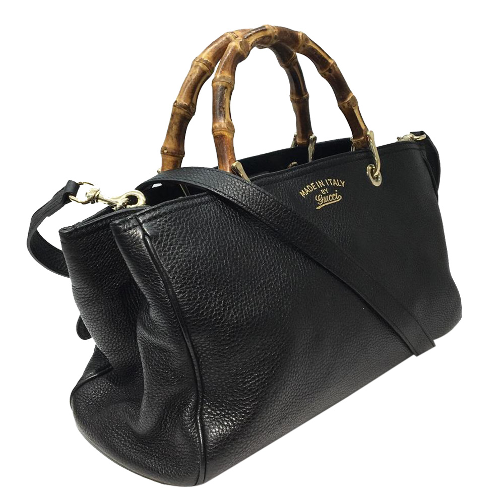 

Gucci Black Leather Bamboo Shoulder Bag