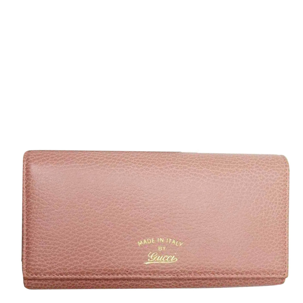 GUCCI PINK LEATHER CONTINENTAL WALLET