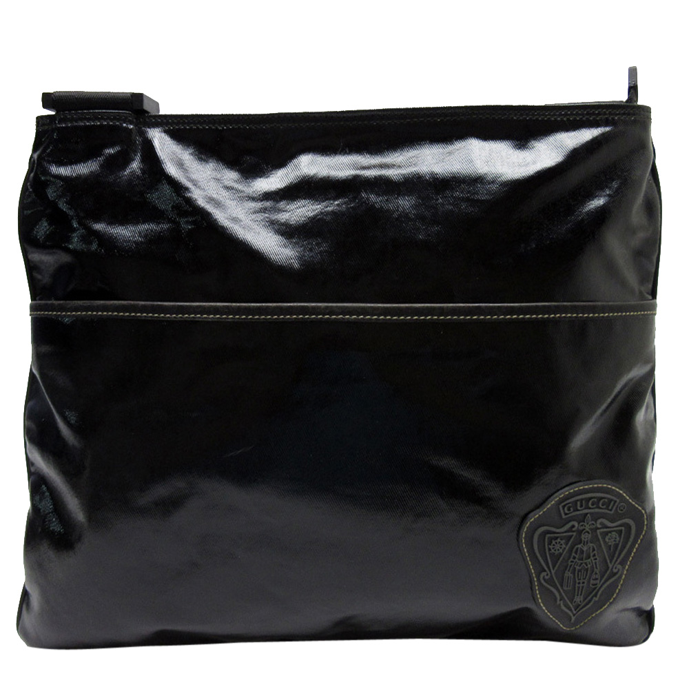 black patent leather shoulder bag