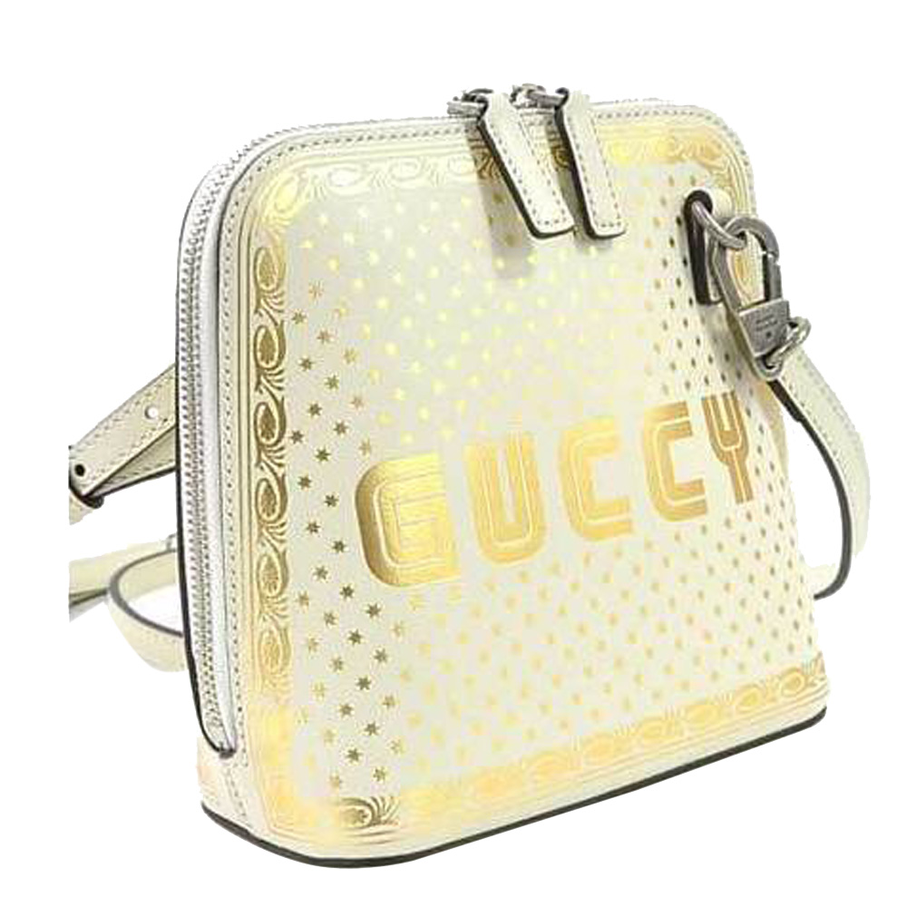 

Gucci White Leather Guccy Sega Print Mini Shoulder Bag