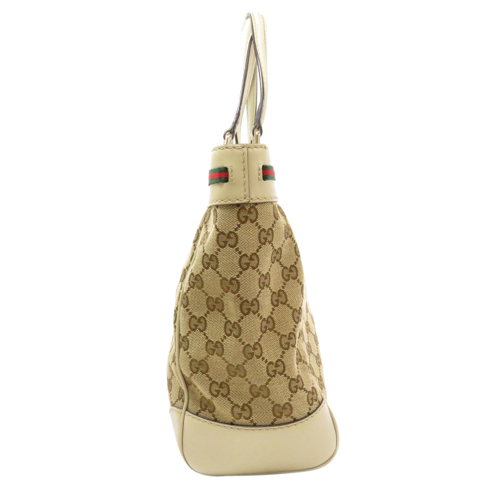 

Gucci Beige GG Canvas Leather Mayfair Web Tote Bag