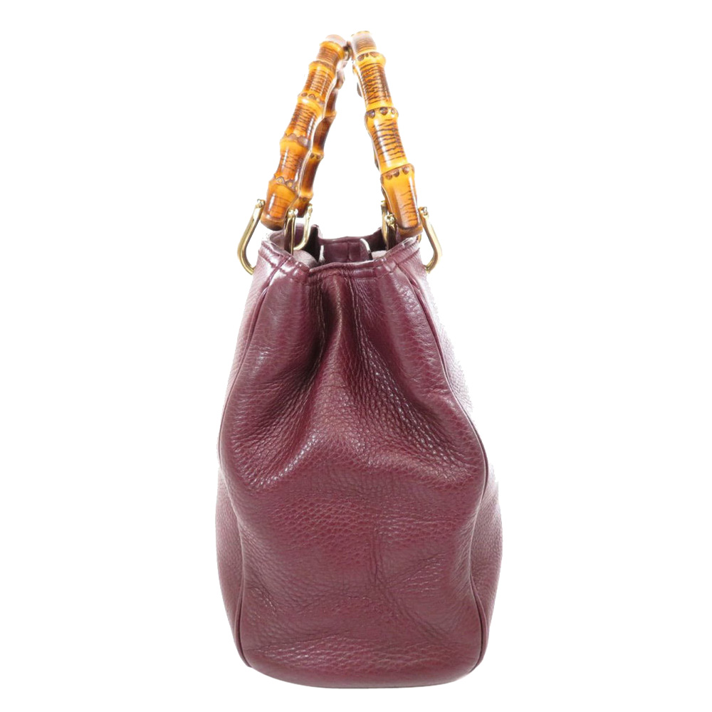 

Gucci Purple Leather Small Bamboo Shopping Tote Bag