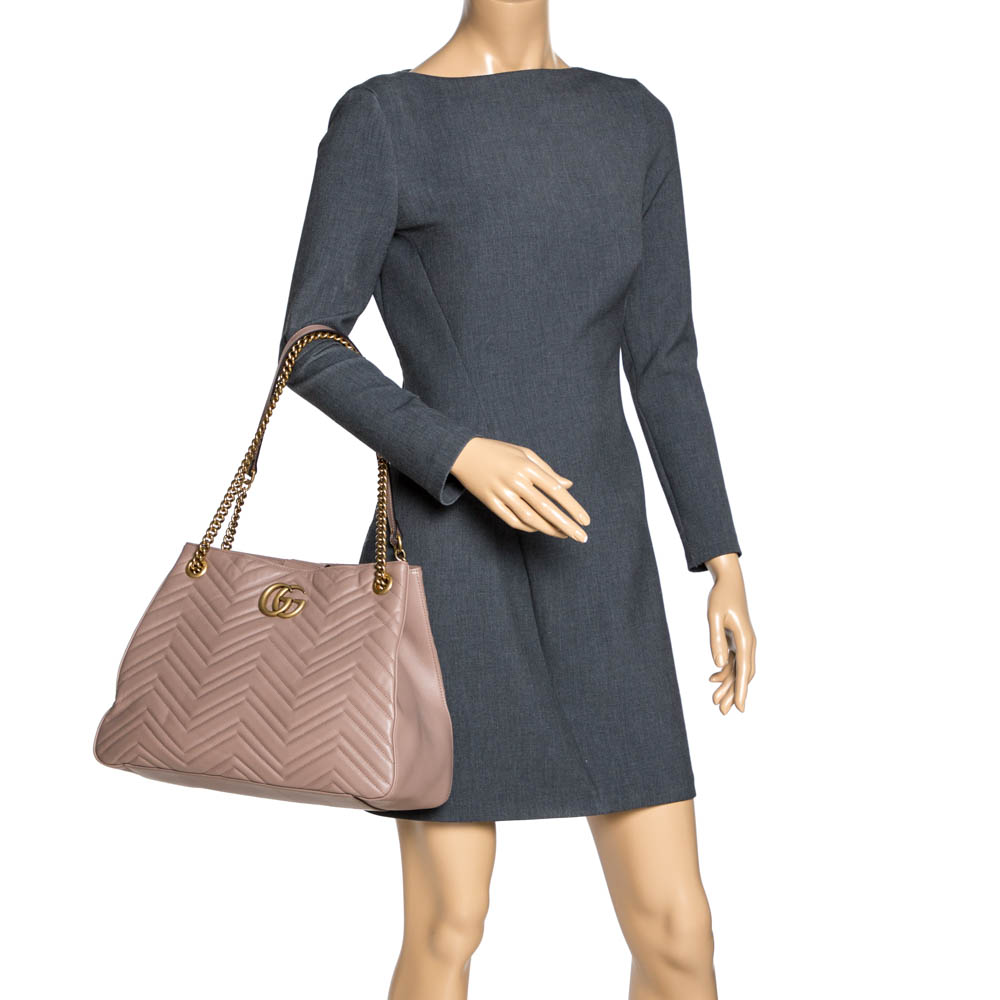 

Gucci Beige Matelass÷ Leather Medium GG Marmont Tote