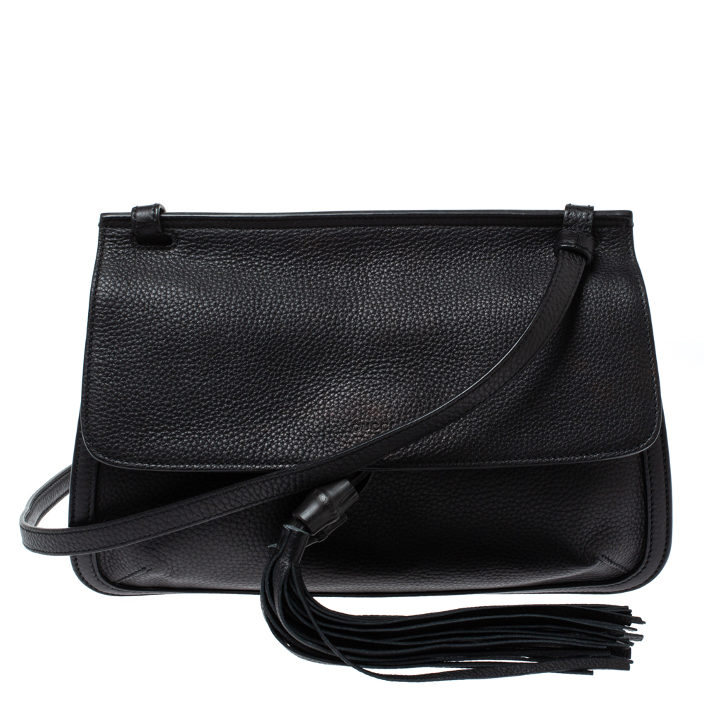 gucci black leather crossbody bag