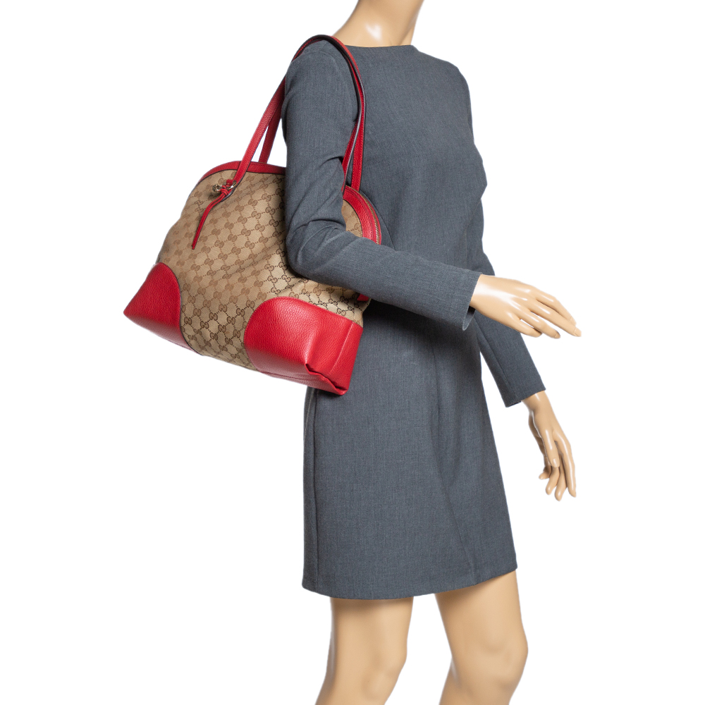 

Gucci Red/Beige GG Canvas and Leather Bree Shoulder Bag
