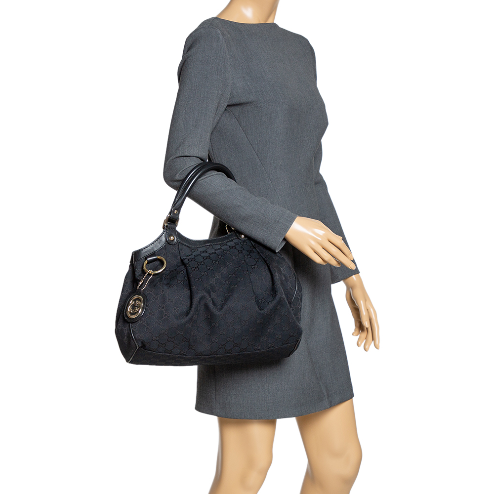 

Gucci Black GG Canvas and Leather Medium Sukey Tote
